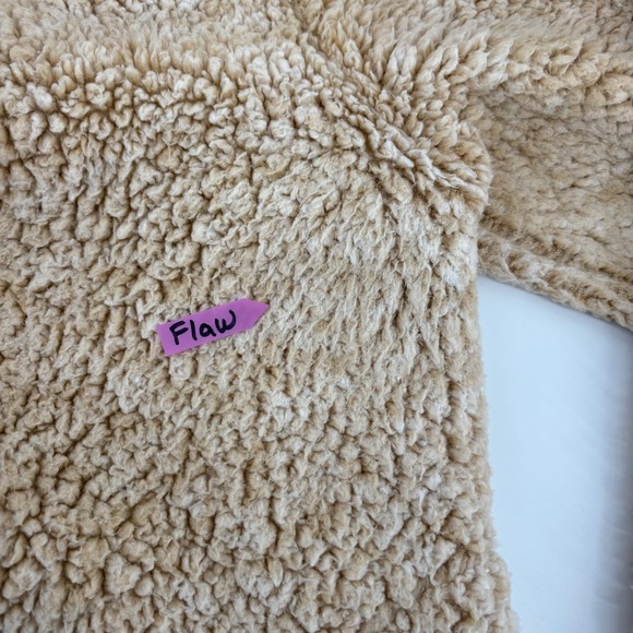 Knapp Studio Womens Medium Sherpa Fleece Teddy Coat Button Snap Front Collar Tan - Picture 2 of 9